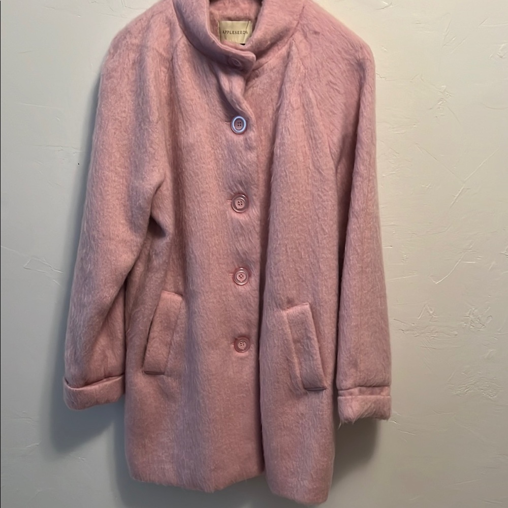 Appleseed's Pink Mohair Jacket Cozy Wool-Blend